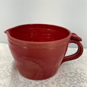 Alabama Cotton Pickin Pottery Red Mixing Bowl With Handle